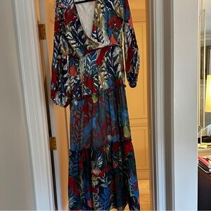 Hutch Red and Blue Floral Long Sleeve Dress